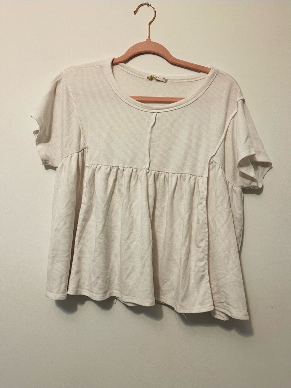 Altar'd State Cream Short-Sleeve Babydoll Tunic